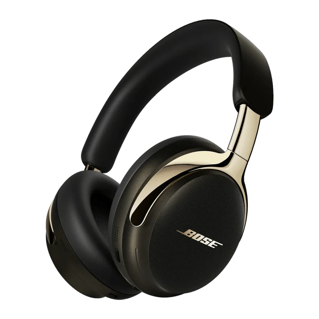 Casque Bose QuietComfort Ultra Gen 2 Réduction de Bruit Circum-Aural Or, vue latérale: arceau et coque avec accent doré