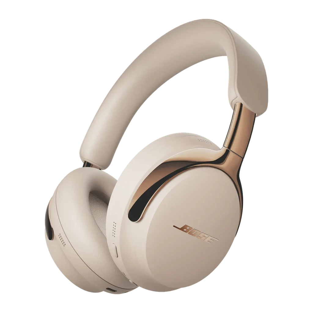 Casque Bose QuietComfort Ultra Headphones 2e Gen Réduction de Bruit Active Driftwood Sable, vue latérale: coque droite