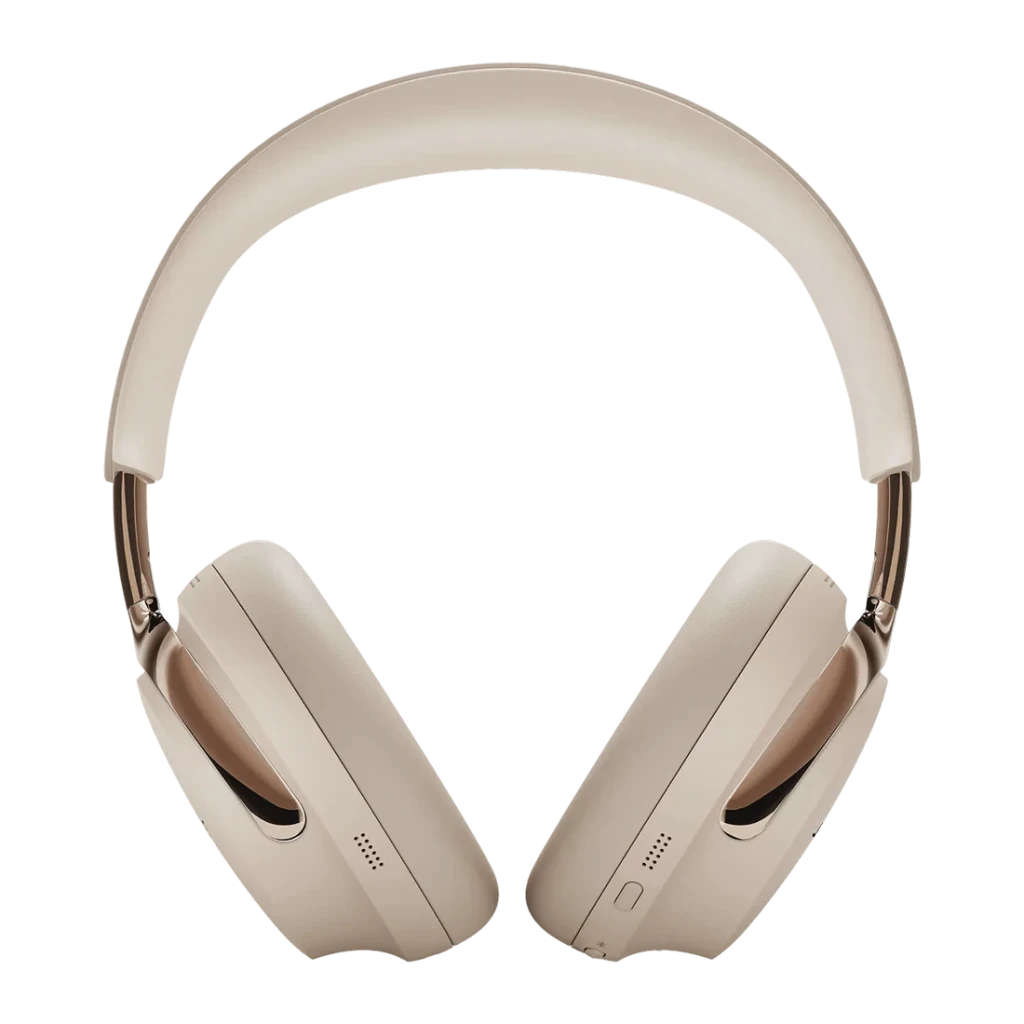 Casque Bose QuietComfort Ultra Headphones 2e Gen Réduction de Bruit Active Driftwood Sable, vue de face: arceau rembourré