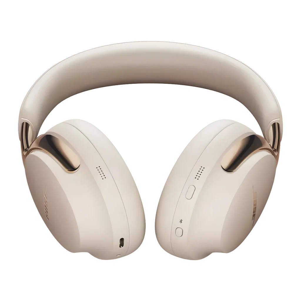 Casque Bose QuietComfort Ultra Headphones 2e Gen Réduction de Bruit Active Driftwood Sable, vue avant: arceau, coussinets