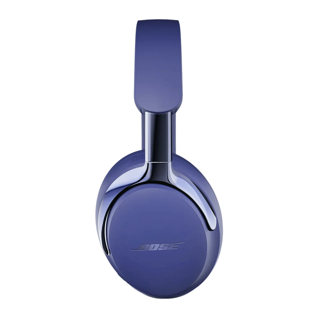 Casque Bose QuietComfort Ultra Gen 2 Réduction de Bruit Arceau Minuit Violet, vue latérale: coque avec logo Bose