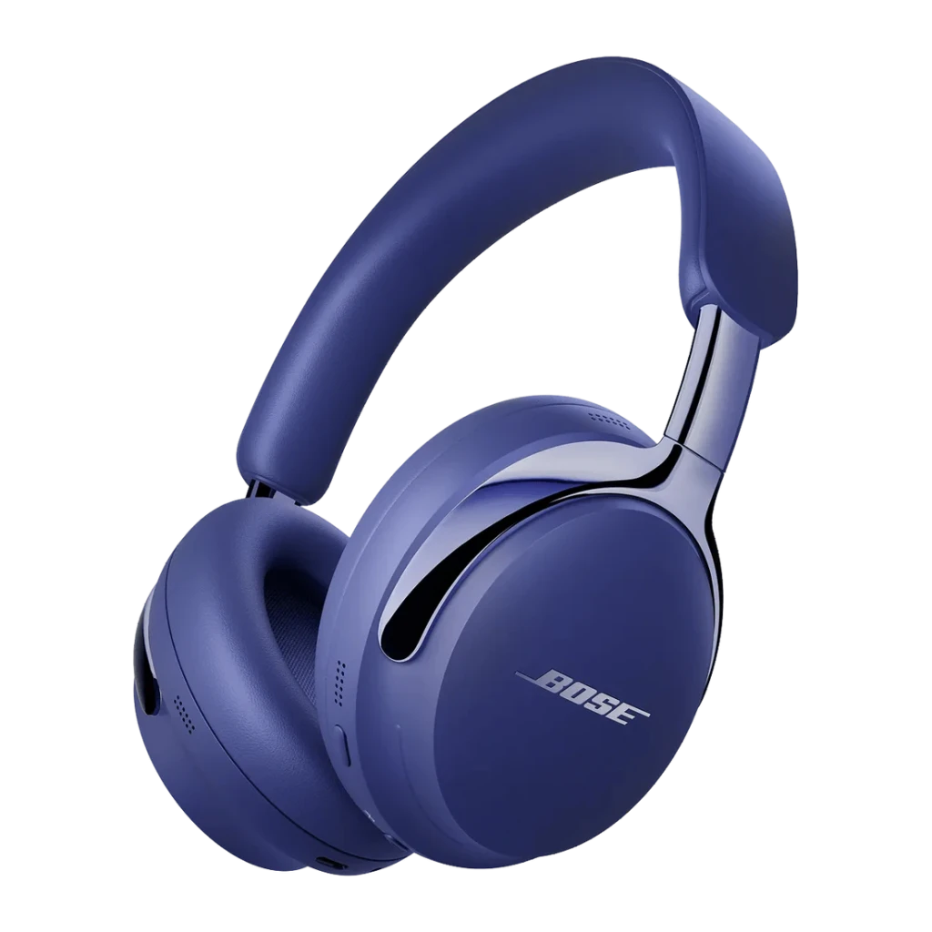 Casque Bose QuietComfort Ultra Gen 2 Réduction de Bruit Arceau Minuit Violet, vue latérale: arceau rembourré, coque gauche