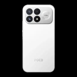 Xiami POCO F9 Pro blanco con triple cámara trasera y módulo ovalado, acabado mate minimalista y logotipo POCO en la parte inferior