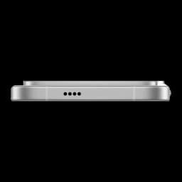 Xiami POCO F9 Pro blanco, borde superior de aluminio con cuatro orificios de altavoz y módulos de cámara salientes; diseño delgado y acabado metálico mate