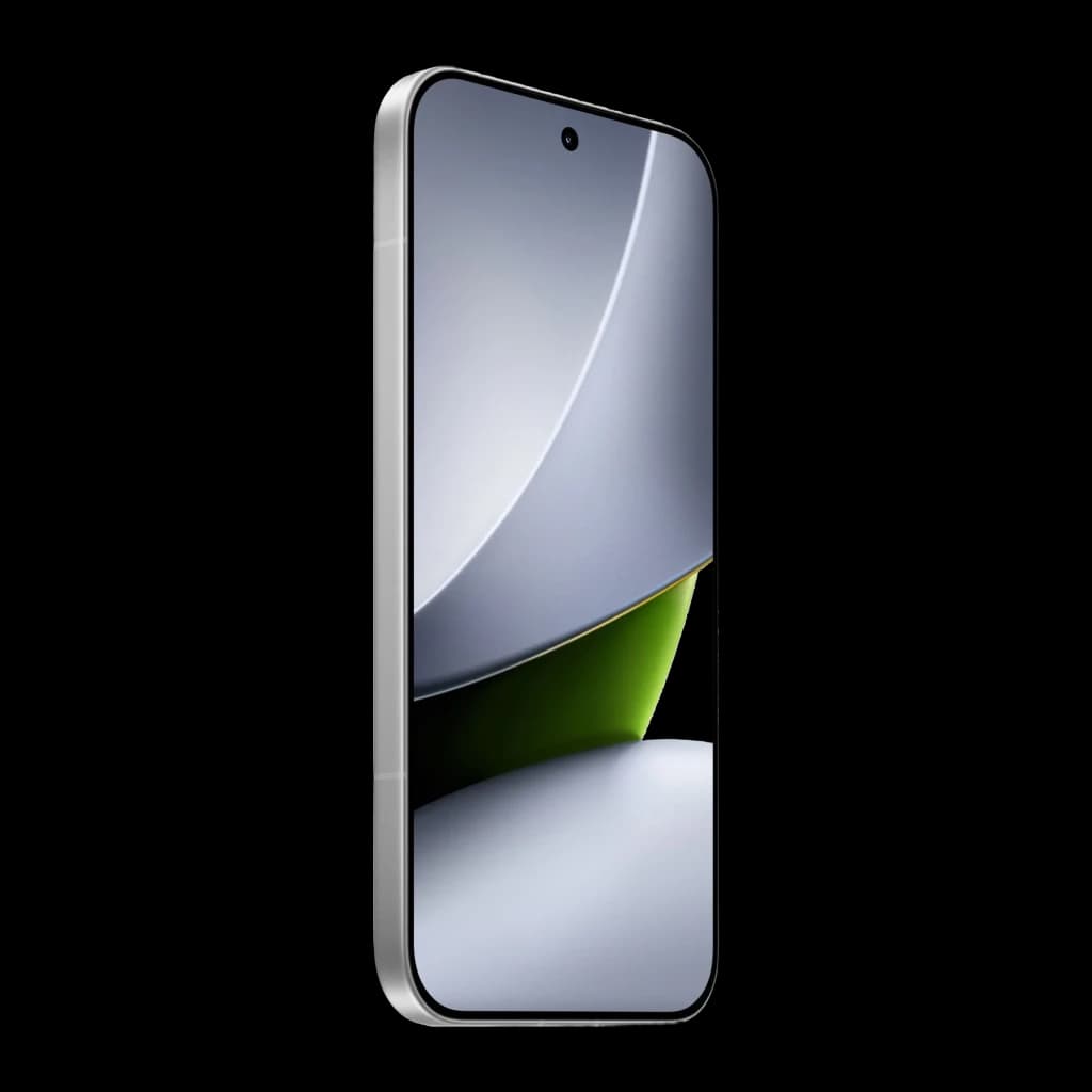 Xiami POCO F9 Pro blanco con pantalla AMOLED de 6,59 pulgadas, borde plano plateado y cámara frontal en orificio centrado; diseño moderno y minimalista
