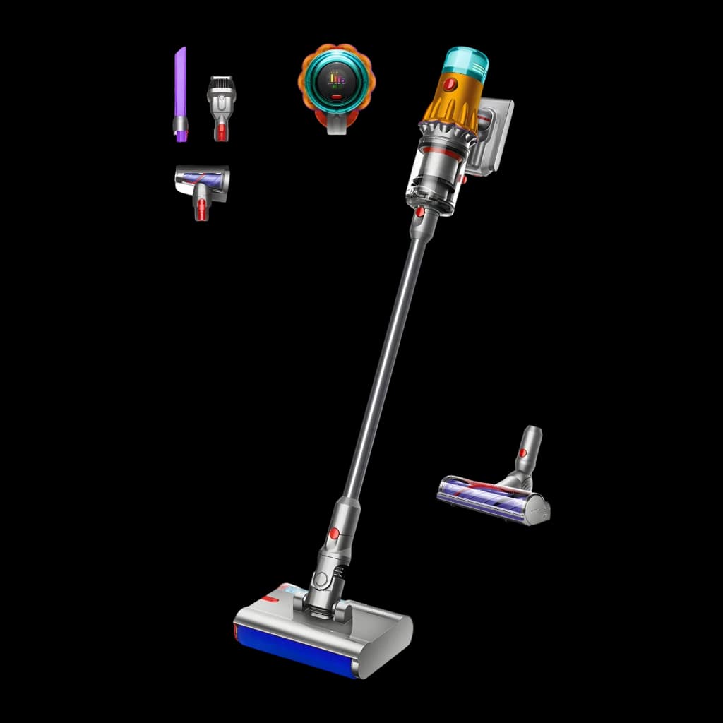 Aspirateur-balai Dyson V12s Detect Slim Submarine sans fil, tube long gris, écran LED, 140AW, brosse humide motorisée et accessoires interchangeables