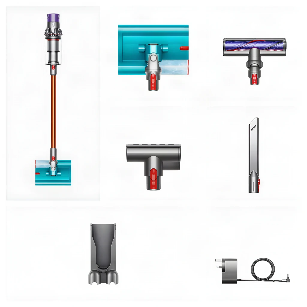 Aspiradora Dyson Cyclone V10 Submarine sin cable, tubo naranja, cabezal húmedo azul, incluye boquilla estrecha, mini cepillo motorizado y accesorio multiuso - Ítem4