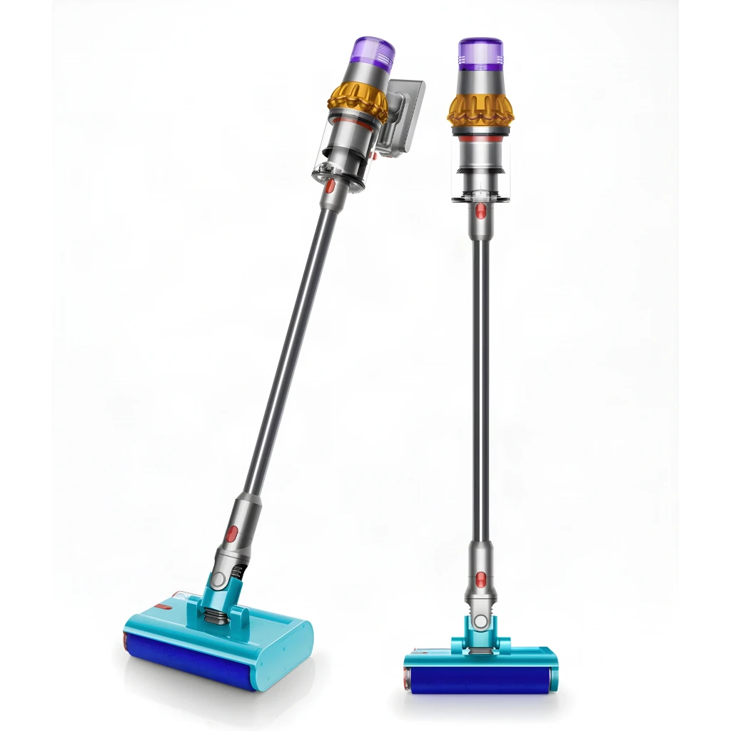 Aspiradora escoba Dyson V15s Detect Submarine sin cable, cuerpo gris con detalles dorados y morados, cepillo húmedo motorizado azul para limpieza de suelos - Ítem3
