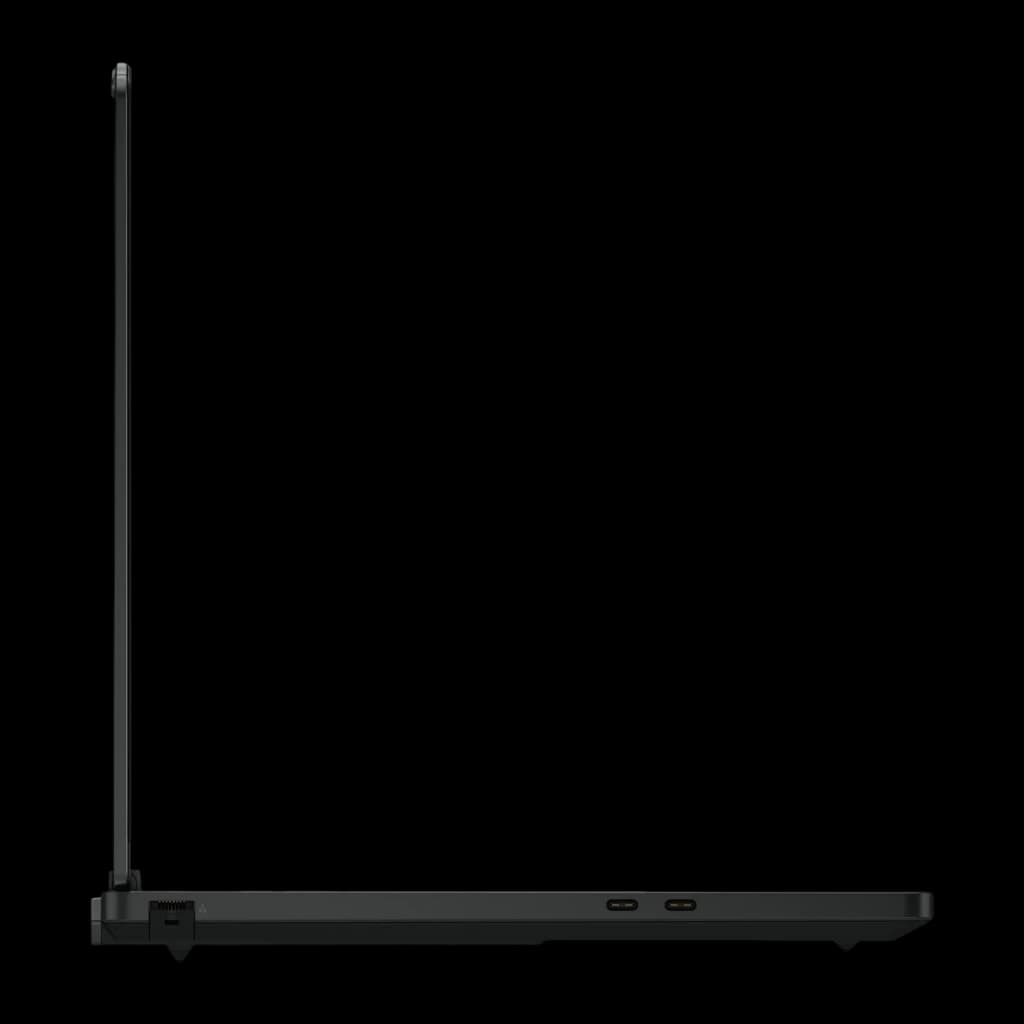 Lenovo Legion 5 15AHP11 512GB negro, vista lateral izquierda: perfil delgado, puertos USB-C y conector de alimentación
