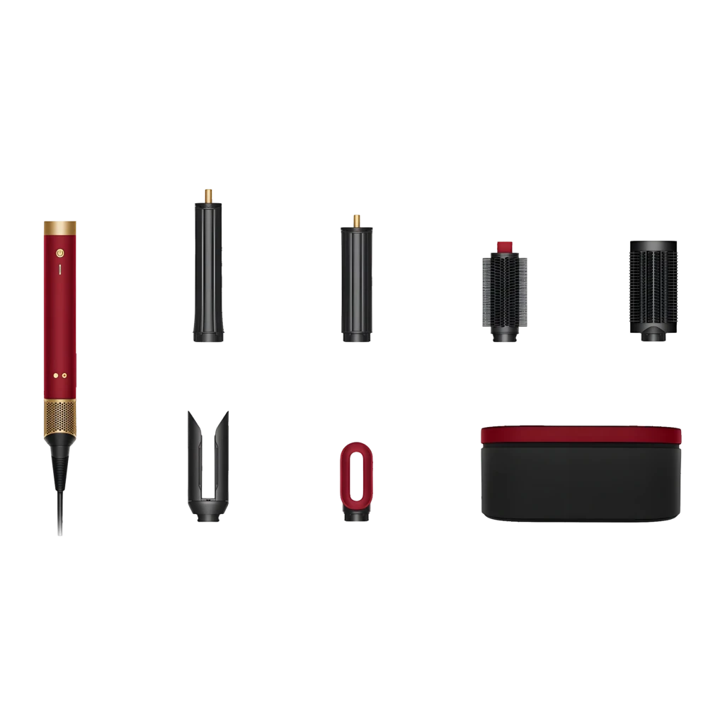 Dyson Airwrap Complete Long Straight & Wavy Rojo Velvet con base roja y accesorios: barriles largos, cepillos, concentrador y estuche negro con tapa roja - Ítem5