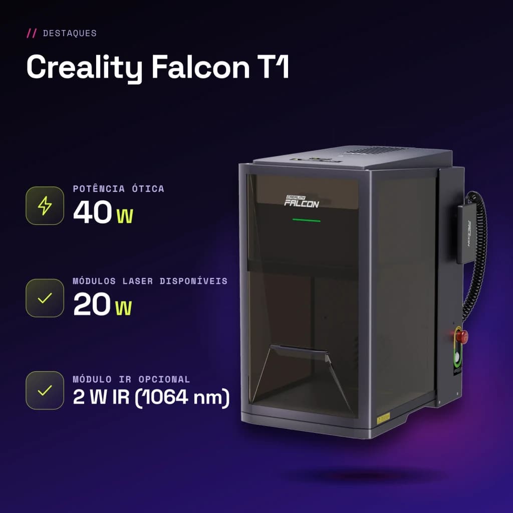 Gravador Laser Creality Falcon T1 40W Díodo - características