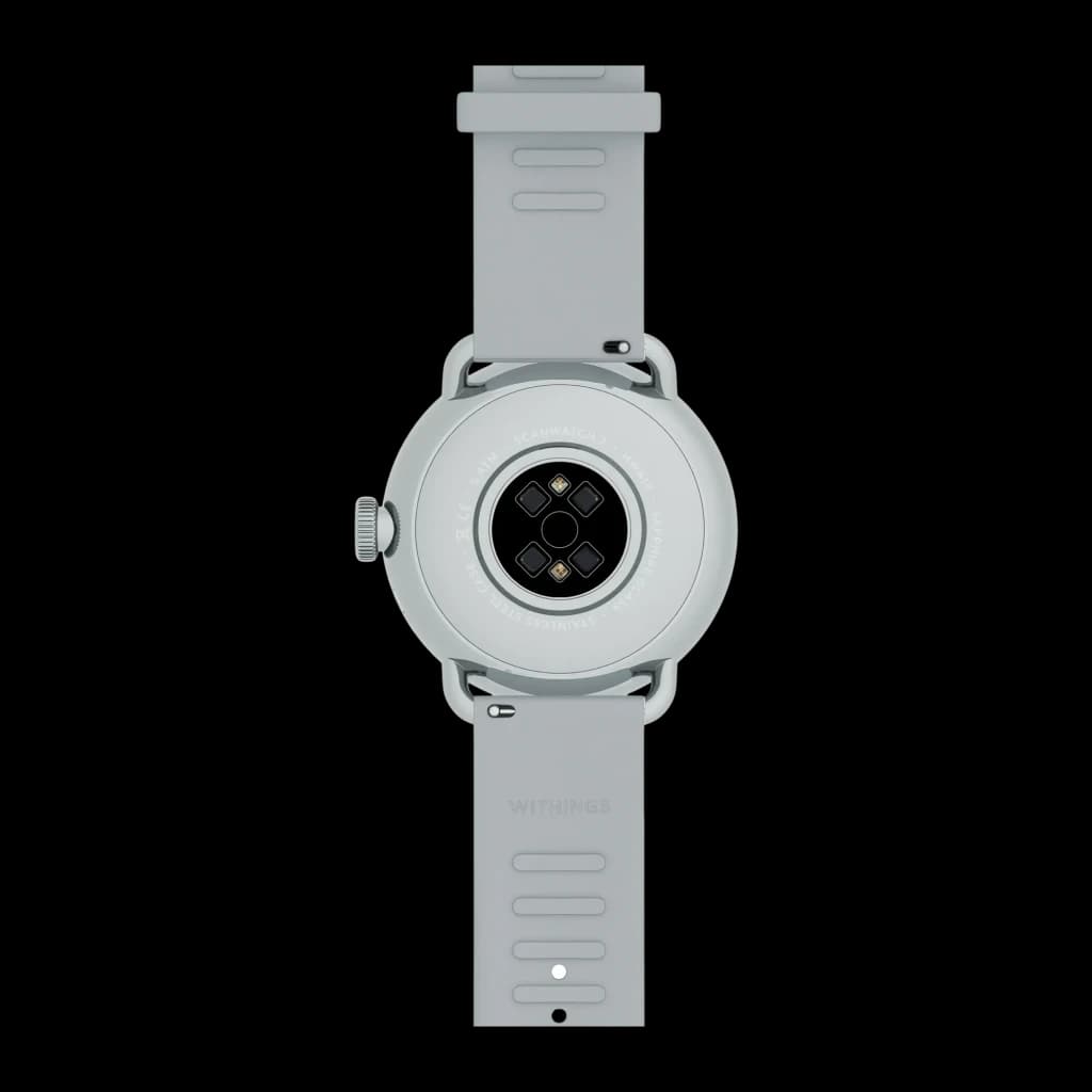 Withings ScanWatch 2 38mm Blanco FC, SpO2, Altímetro, trasera: sensor óptico de salud y correa de silicona blanca