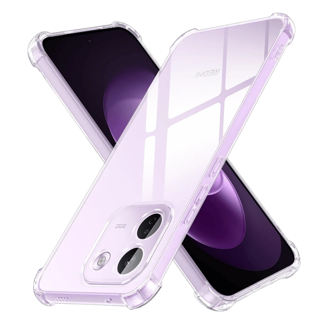 Coque en silicone renforcé pour Xiaomi Redmi Note 17 4G 5G, transparente violette, coins antichoc, dos rigide, protection écran et caméra, boutons précis