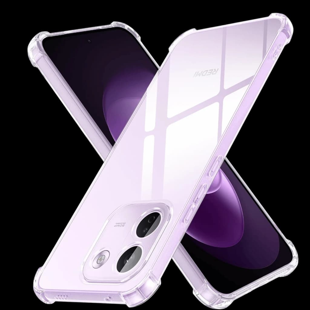 Coque en silicone renforcé pour Xiaomi Redmi Note 17 4G 5G, transparente violette, coins antichoc, dos rigide, protection écran et caméra, boutons précis