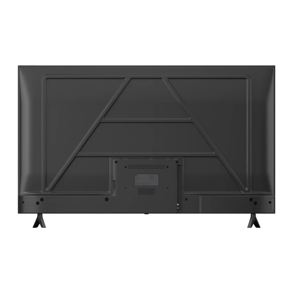 TV LG 43 pulgadas NanoCell LED 4K WebOS 26 Negro 43NU800B3LC, vista trasera: panel posterior negro con estructura reforzada