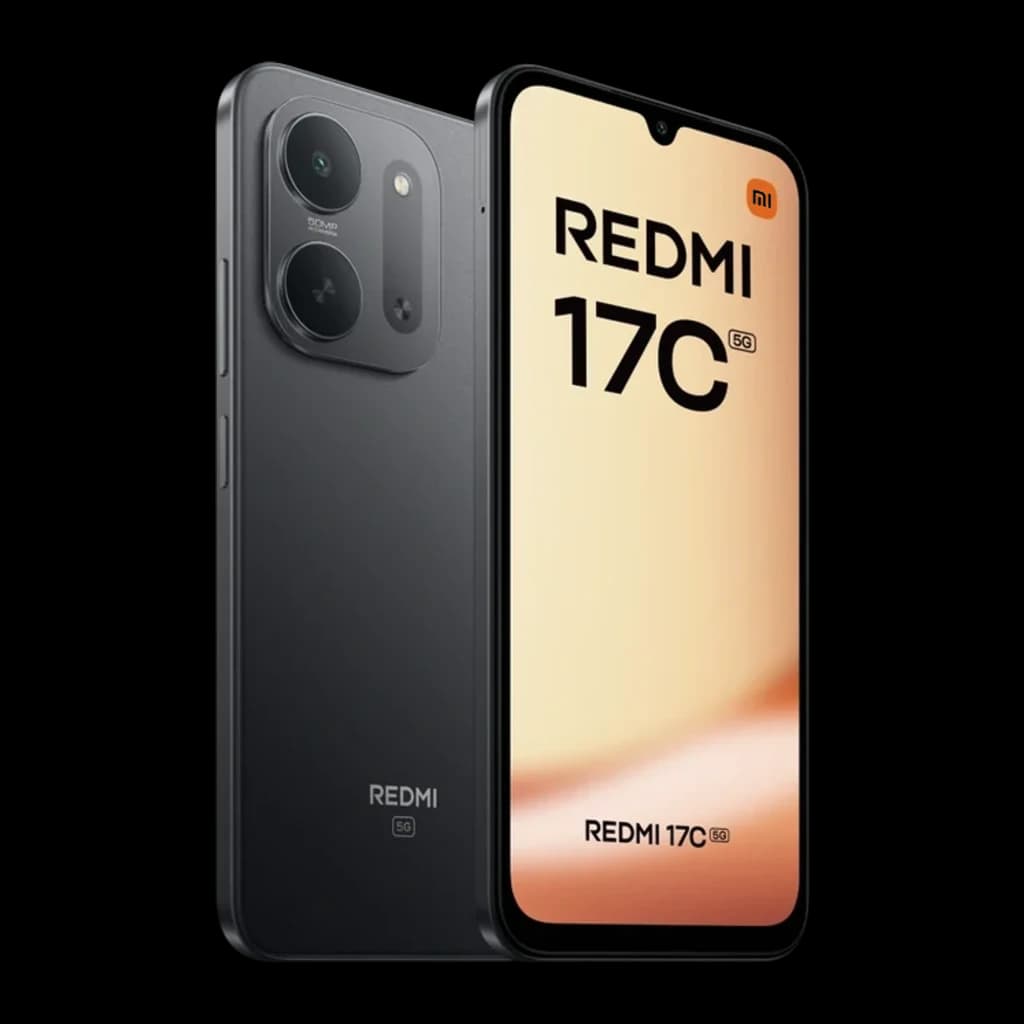 Xiaomi Redmi 17C 5G noir avec grand écran 6,9 pouces, encoche en goutte, double module photo arrière proéminent et dos mat élégant, 4Go 128Go, 6000mAh