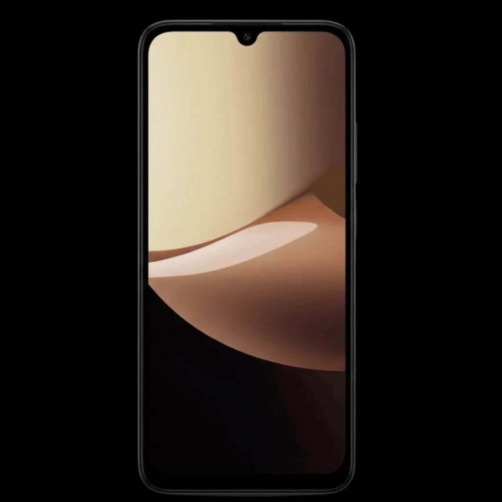 Xiaomi Redmi 17C 5G castanho com ecrã de 6,9 polegadas, notch em gota e molduras finas; painel frontal elegante e bateria 6000mAh para longa duração