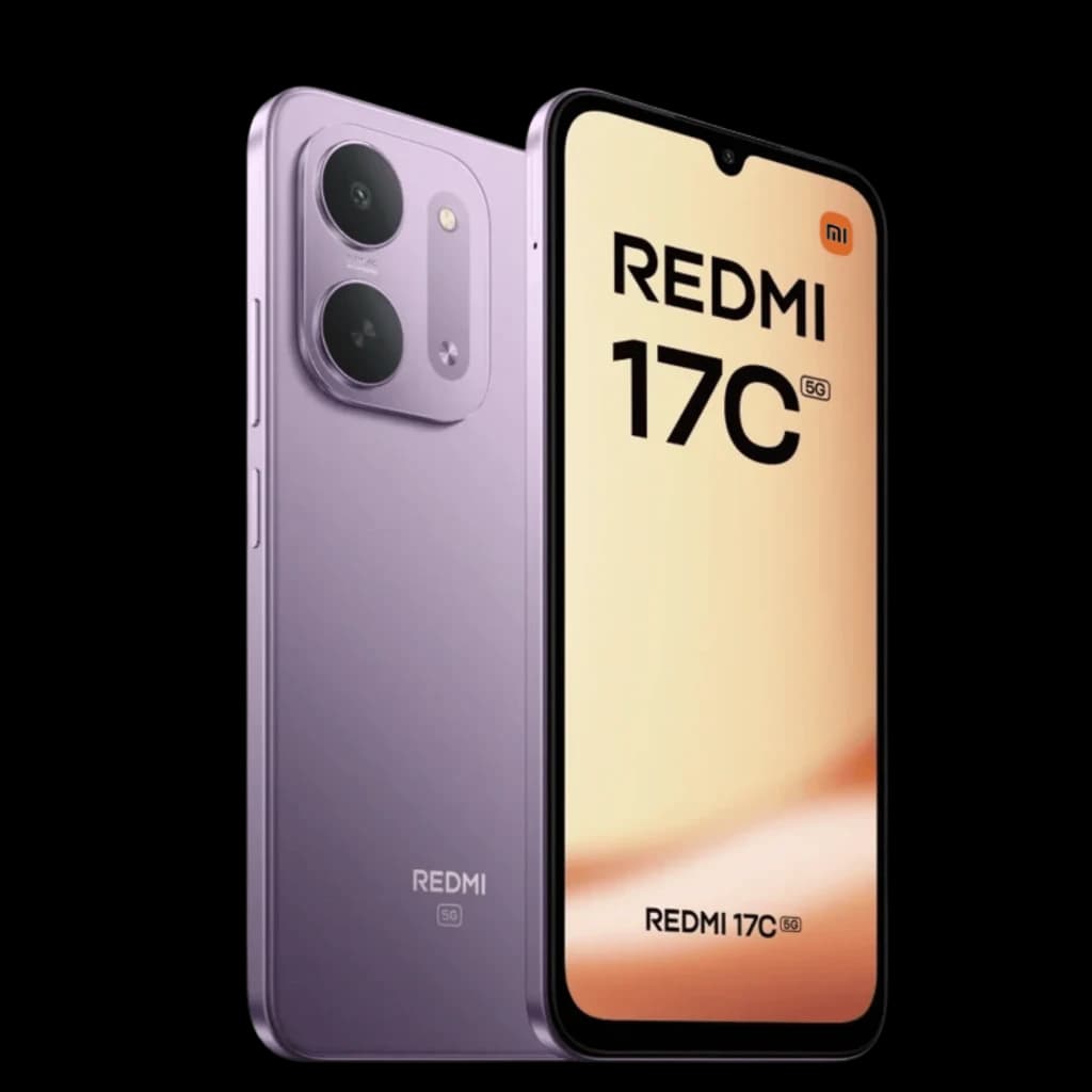 Smartphone violet avec écran 6,9 pouces à encoche goutte, dos mat, double module photo proéminent, bordures fines, logo Redmi; design élégant et moderne