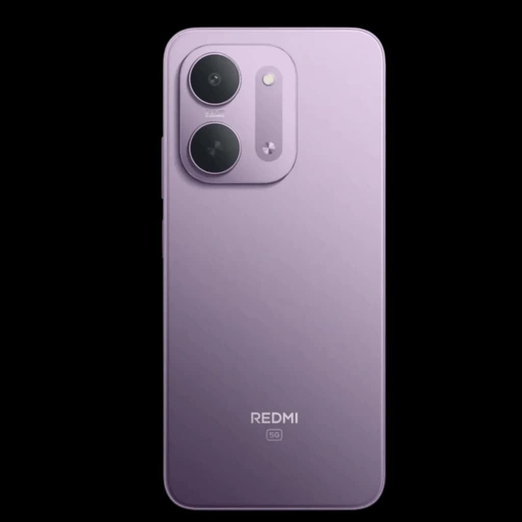 Xiaomi Redmi 17C 5G violet, dos mat avec double module photo proéminent, anneau LED, logo Redmi centré, bords arrondis élégants