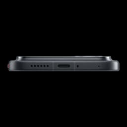 Tranche inférieure du Xiaomi POCO F9 Ultra 5G noir avec port USB C centré, grille de haut‑parleur, micro et module photo arrière proéminent visible en