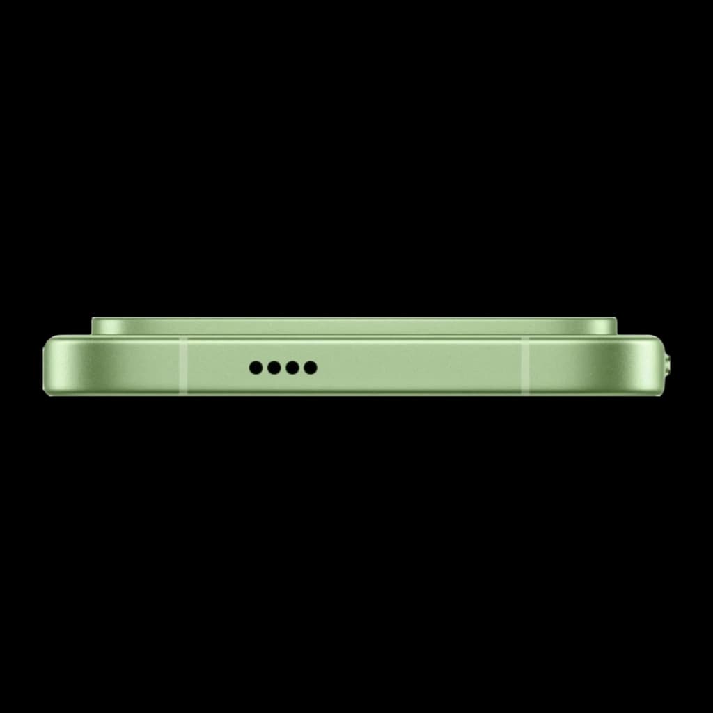 Xiami POCO F9 Pro 12GB/512GB Verde, vista del borde superior en aluminio verde con cuatro orificios de micrófono y módulo de cámara ligeramente elevado,
