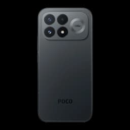 Xiami POCO F9 Pro negro con módulo trasero rectangular, triple cámara grande y flash, acabado mate, logo POCO inferior, bordes planos elegantes