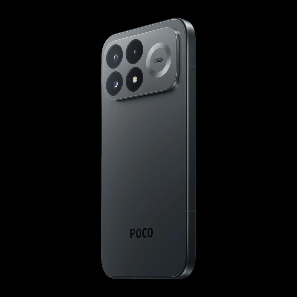 Xiami POCO F9 Pro 12GB/256GB negro con acabado mate, módulo de cámara trasera grande con tres lentes y flash, bordes rectos y logo POCO en la parte baja