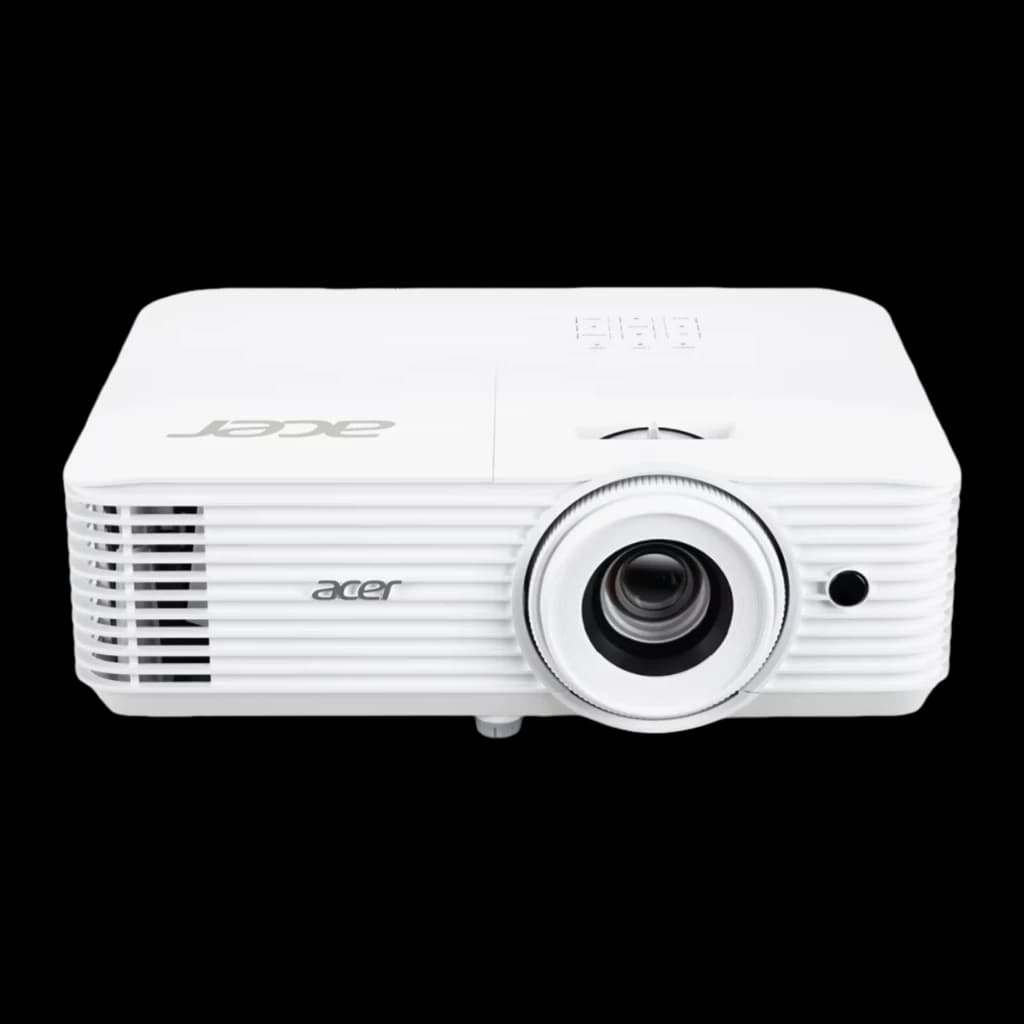Acer Vidéoprojecteur X1827 4K UHD Blanc, vue de face: objectif, grilles de ventilation et logo Acer