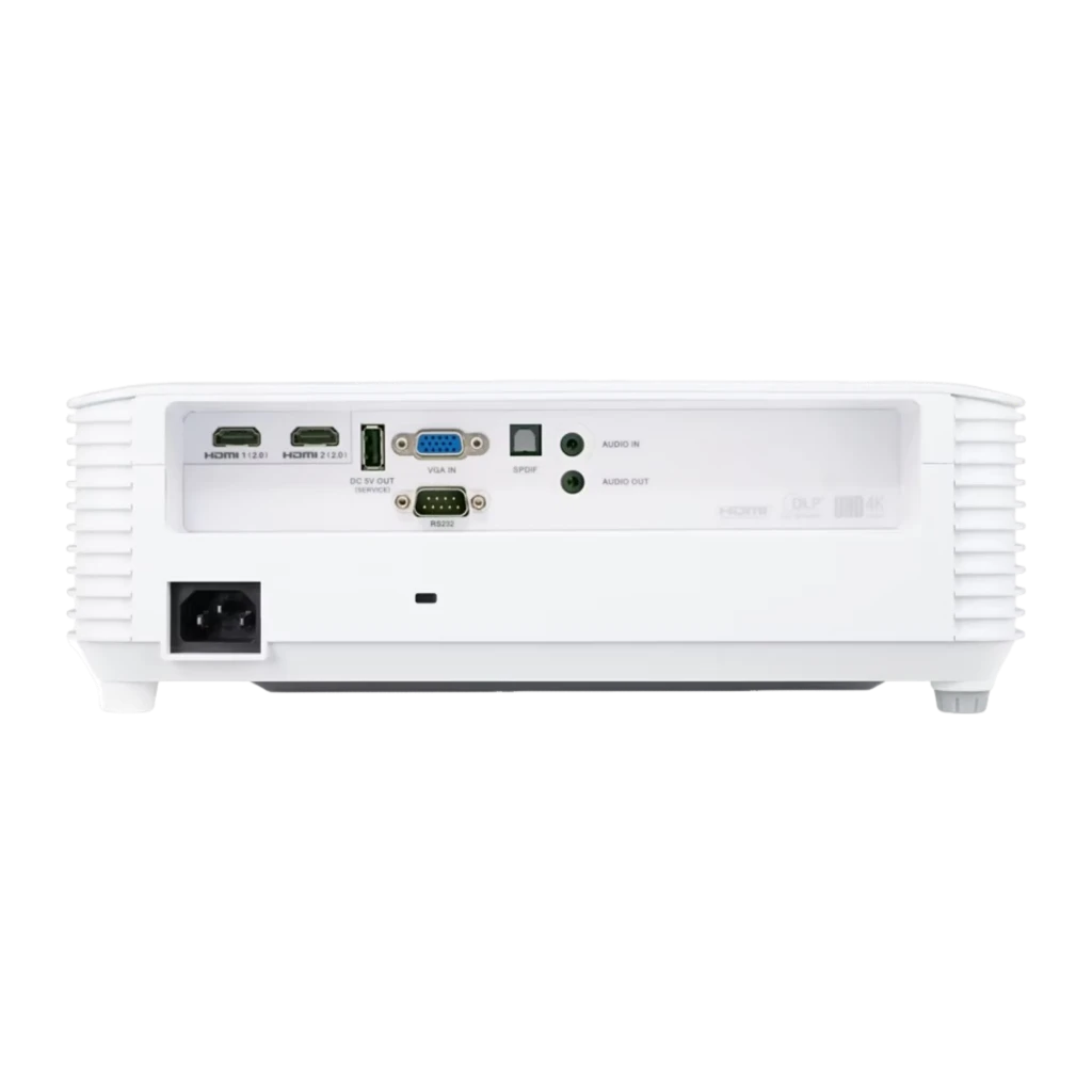 Acer Vidéoprojecteur X1827 4K UHD Blanc, vue de face: objectif, grilles de ventilation et logo Acer - Ítem1