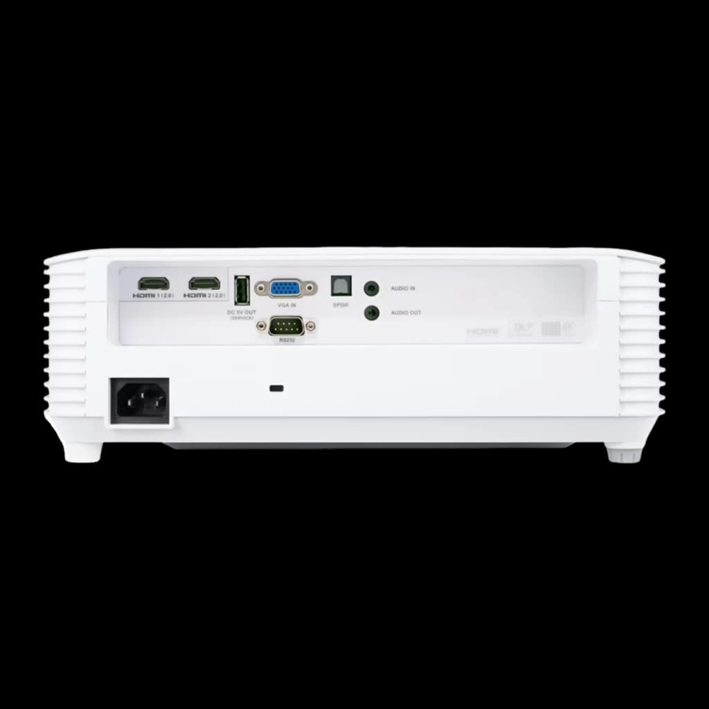 Acer Vidéoprojecteur X1827 4K UHD Blanc, vue arrière: ports HDMI, VGA, USB, SPDIF, audio et alimentation