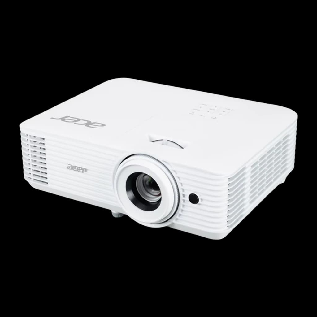 Acer Vidéoprojecteur X1827 4K UHD Blanc, perspective avant-droite: objectif au premier plan et panneau de boutons