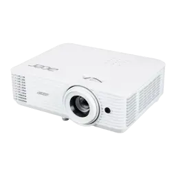 Acer Vidéoprojecteur X1827 4K UHD Blanc, perspective avant-droite: objectif au premier plan et panneau de boutons