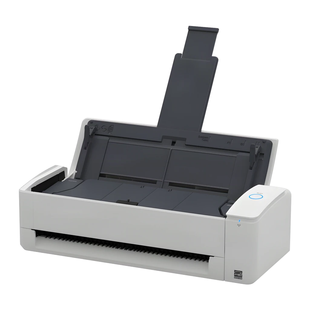 Escáner de documentos Ricoh FUJITSU ScanSnap iX1300 A4 compacto, color blanco, con alimentador automático frontal y botón circular azul, salida superior de - Ítem1