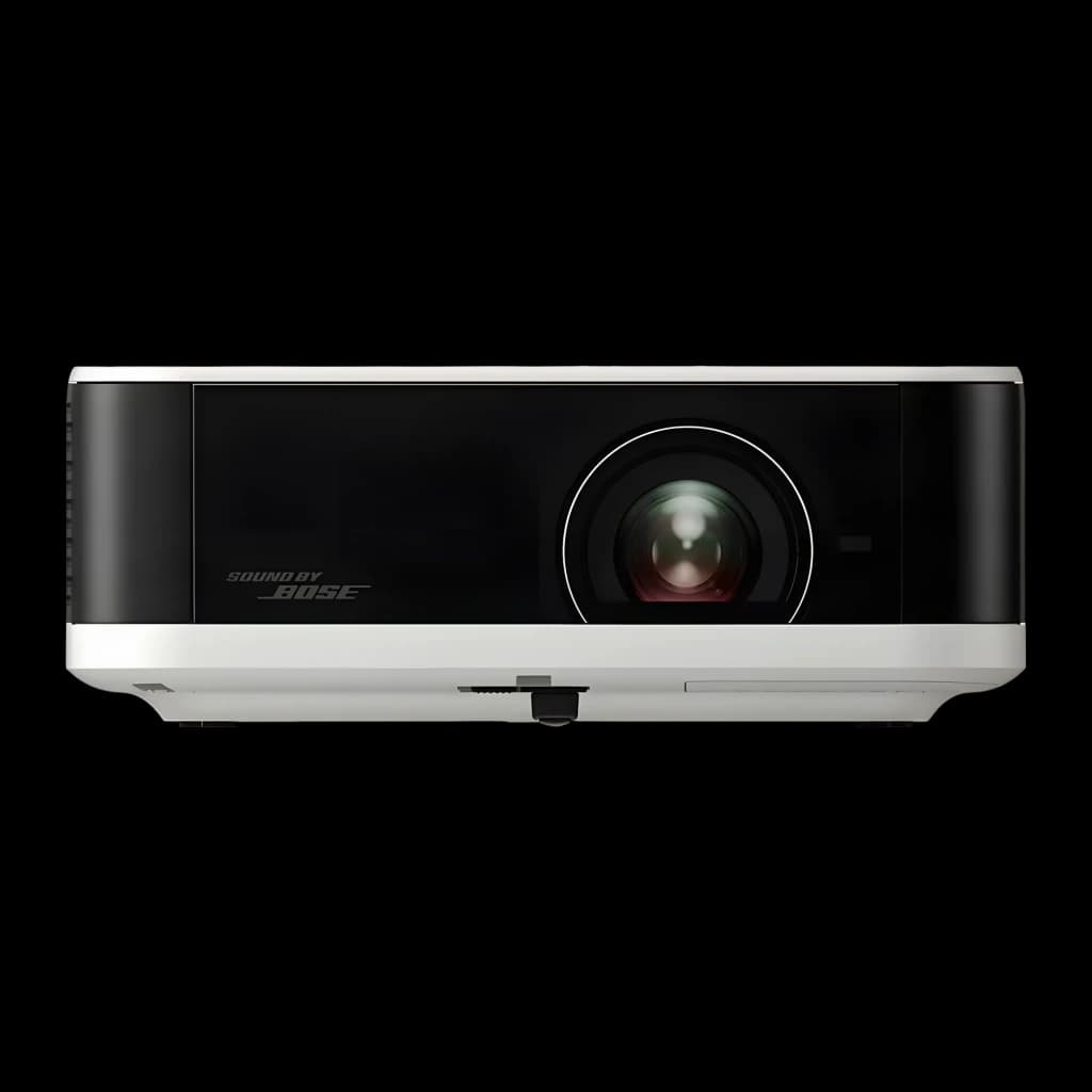 Epson V11HB72040 1080p noir, vue avant: objectif central et logo Sound by Bose visibles