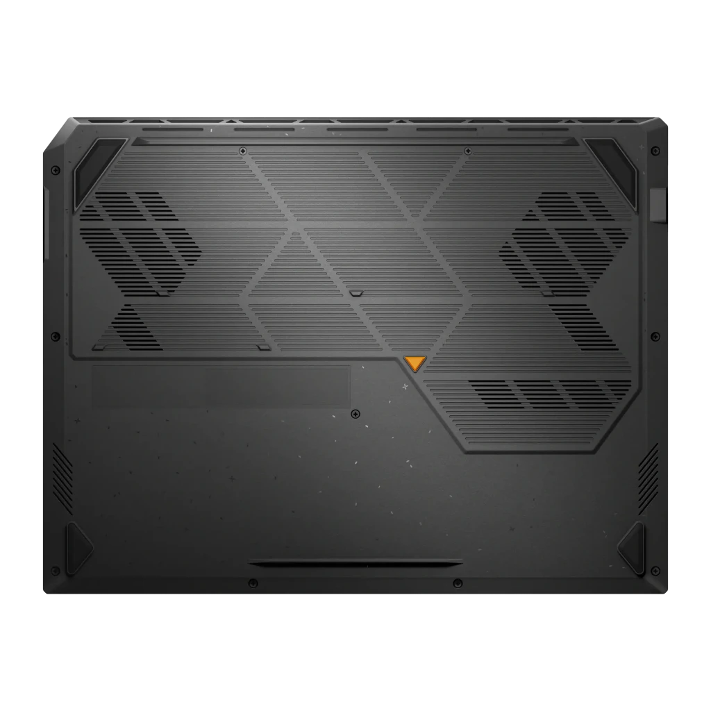 ASUS TUF Gaming F16 1TB gris, vista frontal: pantalla con logo TUF, teclado retroiluminado y bisagras con detalles naranja - Ítem8