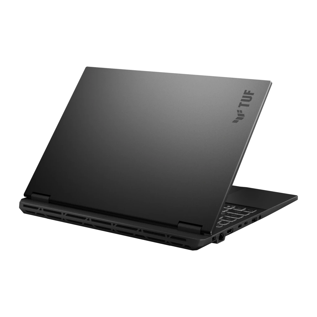 ASUS TUF Gaming F16 1TB gris Jager, vista frontal abierta: pantalla con logo TUF y teclado retroiluminado QWERTY - Ítem2