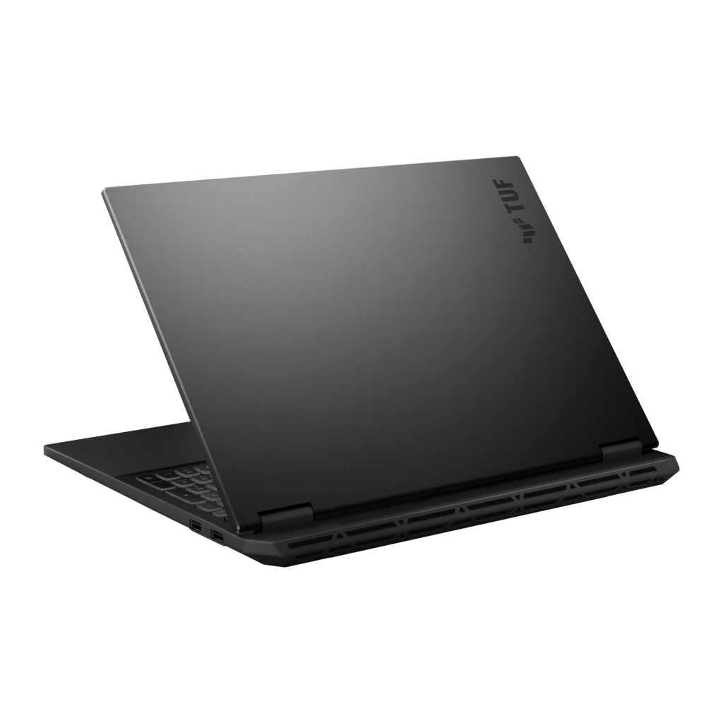ASUS TUF Gaming F16 1TB gris Jager, vista frontal abierta: pantalla con logo TUF y teclado retroiluminado QWERTY - Ítem3