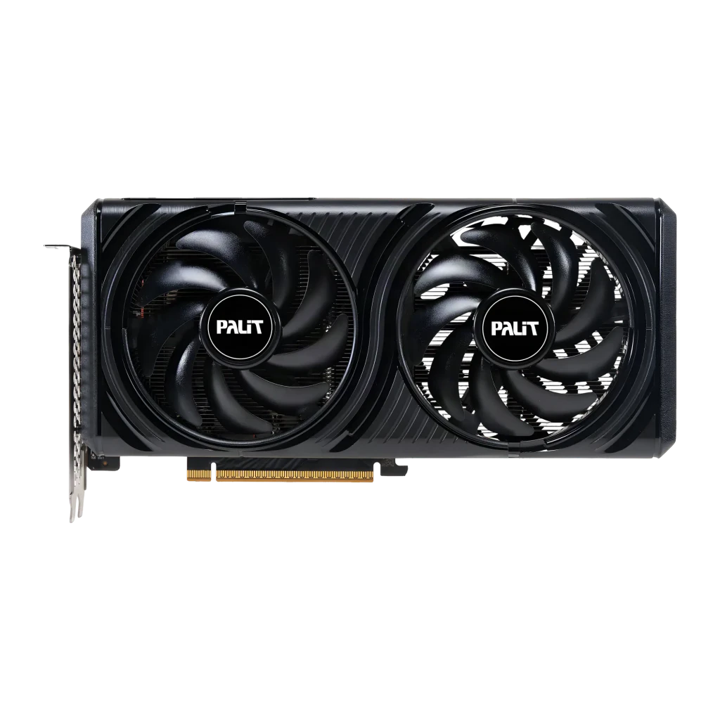 Palit GeForce RTX 5060 Infinity 2 OC 8GB preto, placa e caixa: vista frontal com cooler duplo e embalagem - Item5