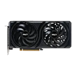 Palit RTX 5060 Infinity 2 OC 8GB negra, vista frontal: dos ventiladores con logo Palit y conector PCIe dorado