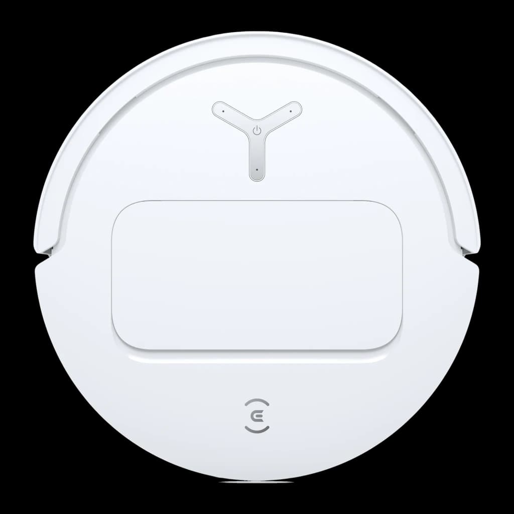 Ecovacs Deebot T50 Pro Omni Gen 2 blanco, vista superior: botón de encendido en Y, tapa del depósito y logo Ecovacs