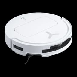 Ecovacs Deebot T50 Pro Omni Gen 2 blanco, vista superior frontal: cuerpo redondo, sensor táctil, mopa y cepillo lateral