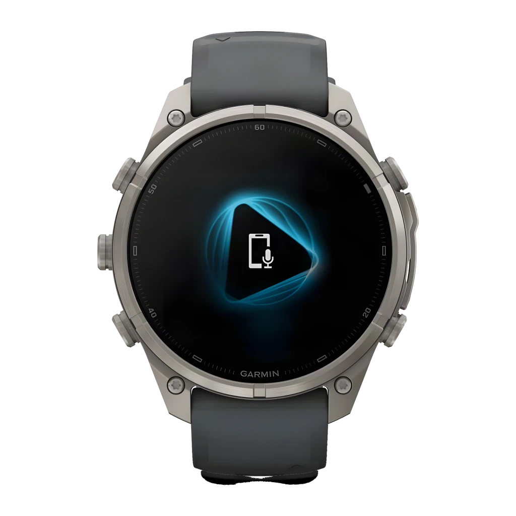 Garmin Fenix 9 Pro 47mm 64GB Grafito/Negro, vista en ángulo: pantalla AMOLED encendida con datos, caja titanio y correa - Ítem4