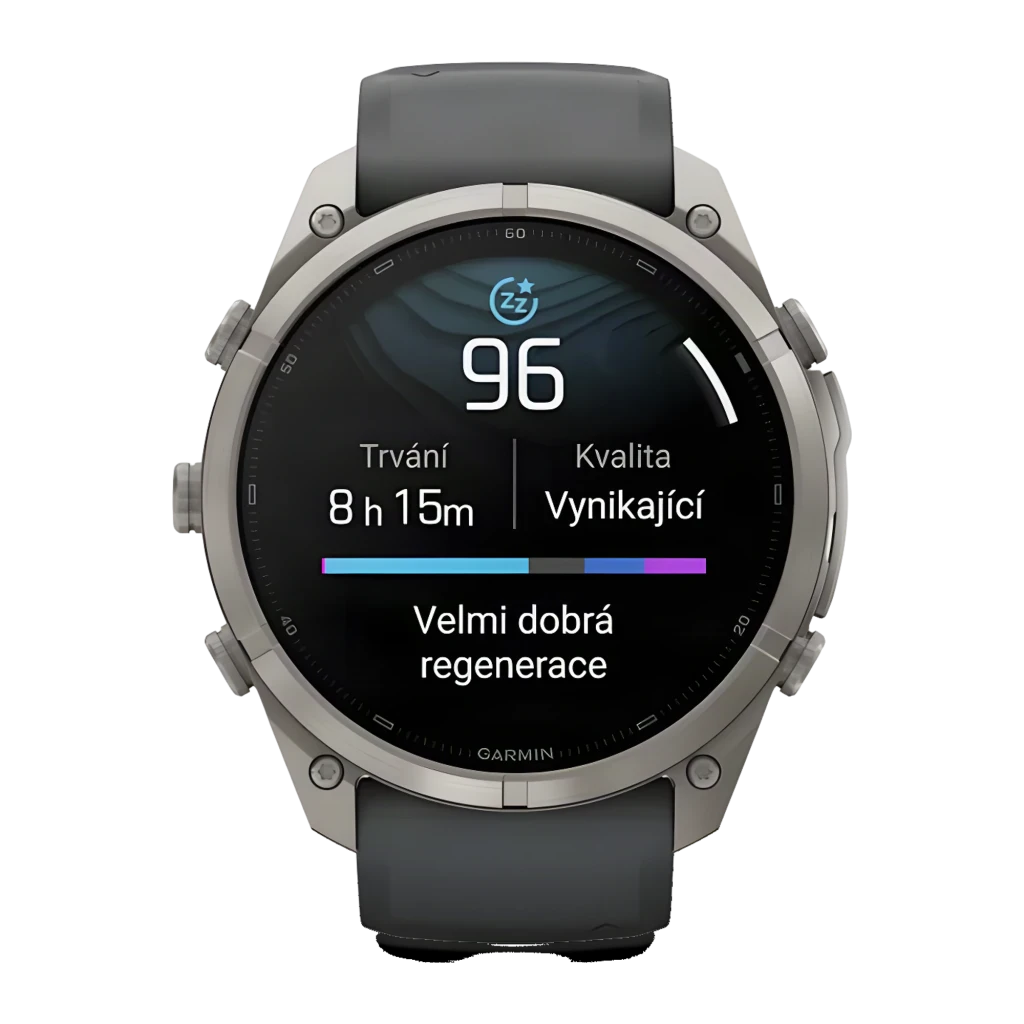 Garmin Fenix 9 Pro 51mm 64GB gris, vista frontal en ángulo: pantalla AMOLED con métricas deportivas, caja titanio y correa - Ítem3