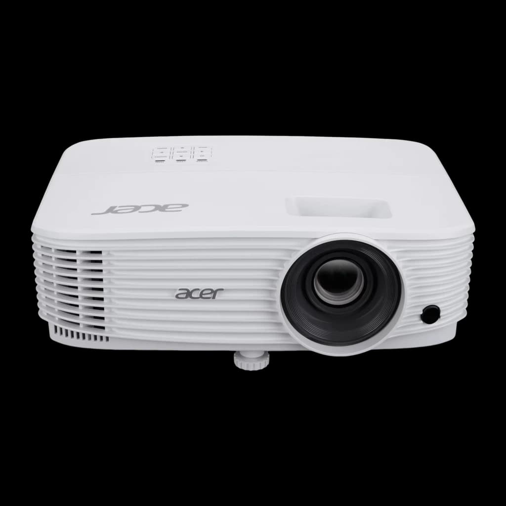 Acer Projecteur H6542 1080p 4000lm Blanc, vue avant latérale: objectif noir, grilles de ventilation et boutons supérieurs