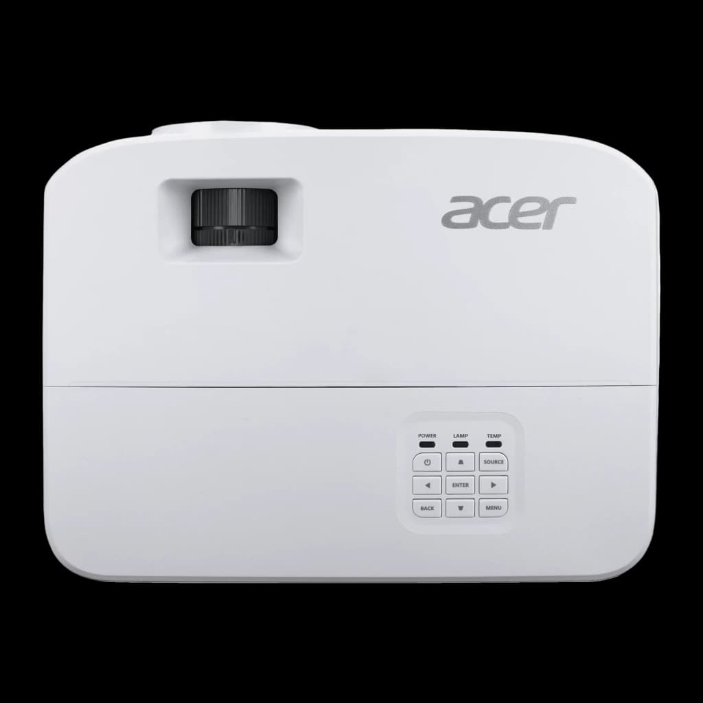 Acer Projecteur H6542 1080p 4000lm Blanc, vue du dessus: objectif, panneau de boutons et logo Acer visibles