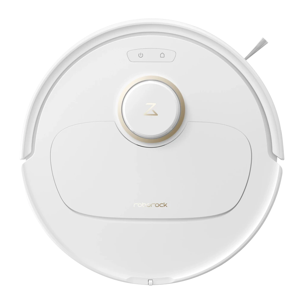 Roborock Robot aspirador Qrevo C Blanco, vista frontal derecha: robot en base de autovaciado, sensor láser y mopa visibles - Ítem5