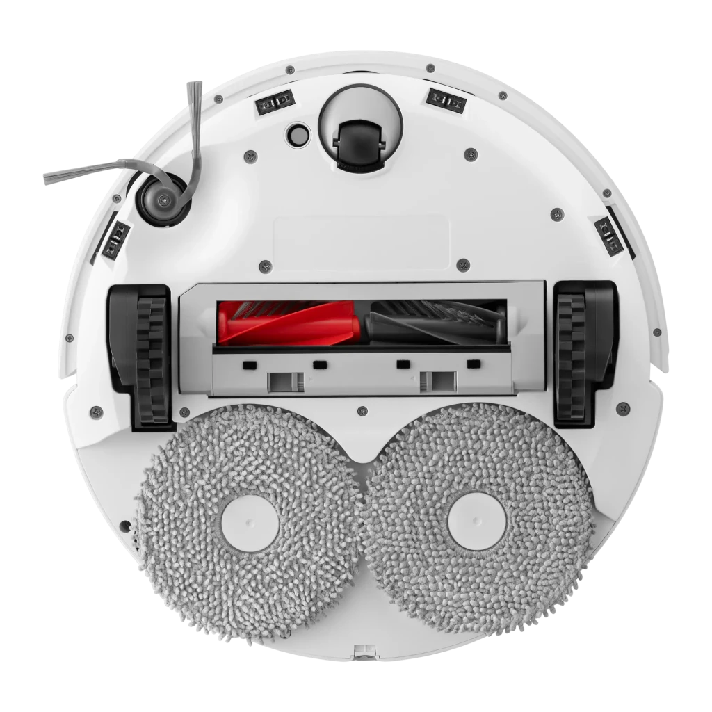 Roborock Robot aspirador Qrevo C Blanco, vista frontal derecha: robot en base de autovaciado, sensor láser y mopa visibles - Ítem7