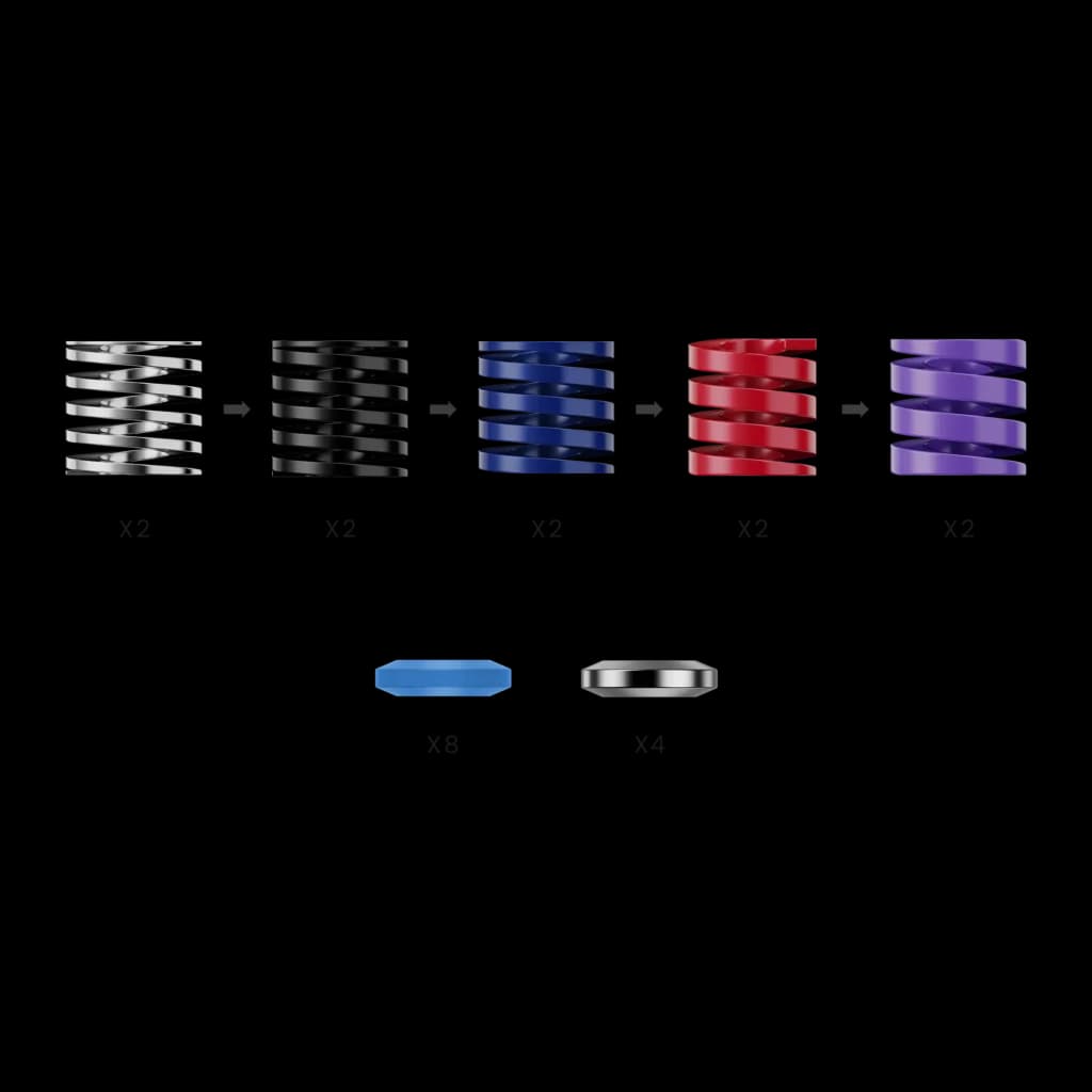 Moza Racing Kit de pedais RS069 Multicolor, acessórios: 5 molas em branco preto azul vermelho roxo e espaçadores