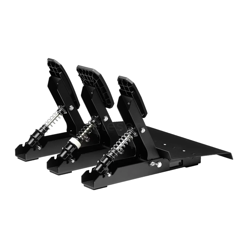 Thrustmaster Raceline Pedals III noir, vue diagonale: trois pédales métalliques avec ressorts visibles et base avec logo - Ítem2