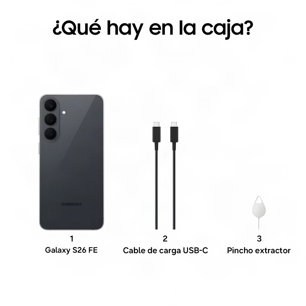 Samsung Galaxy S26 FE 5G grafito con triple cámara vertical, pantalla 6,7 pulgadas Dynamic AMOLED 2X borde a borde y orificio central para la selfie - Ítem8